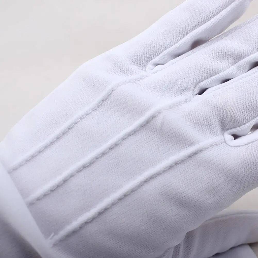 1/5/12 Pairs Adult Formal Three-strength White Labor Gloves Tuxedo Guard Waiters Uniform Dress Butler Inspection ddmythur