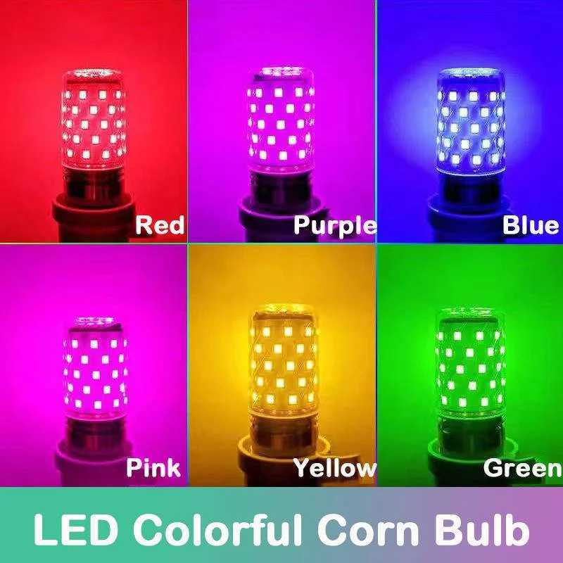 Bulb E27 LED Colorful Corn Bulb 12W Pink Red Blue Green Purple Golden 7Colors Lamp AC 220V Bulb Chandelier Decoration C250917