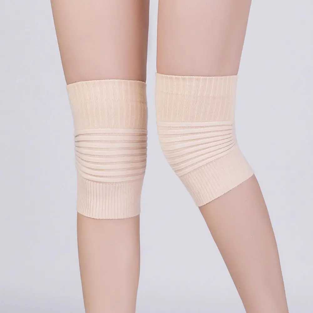 New Cotton Sports Knee Pads Nude Black Grey Elastic Compression Knee Brace Compression Stripe Knee Pads for Men Women J250917