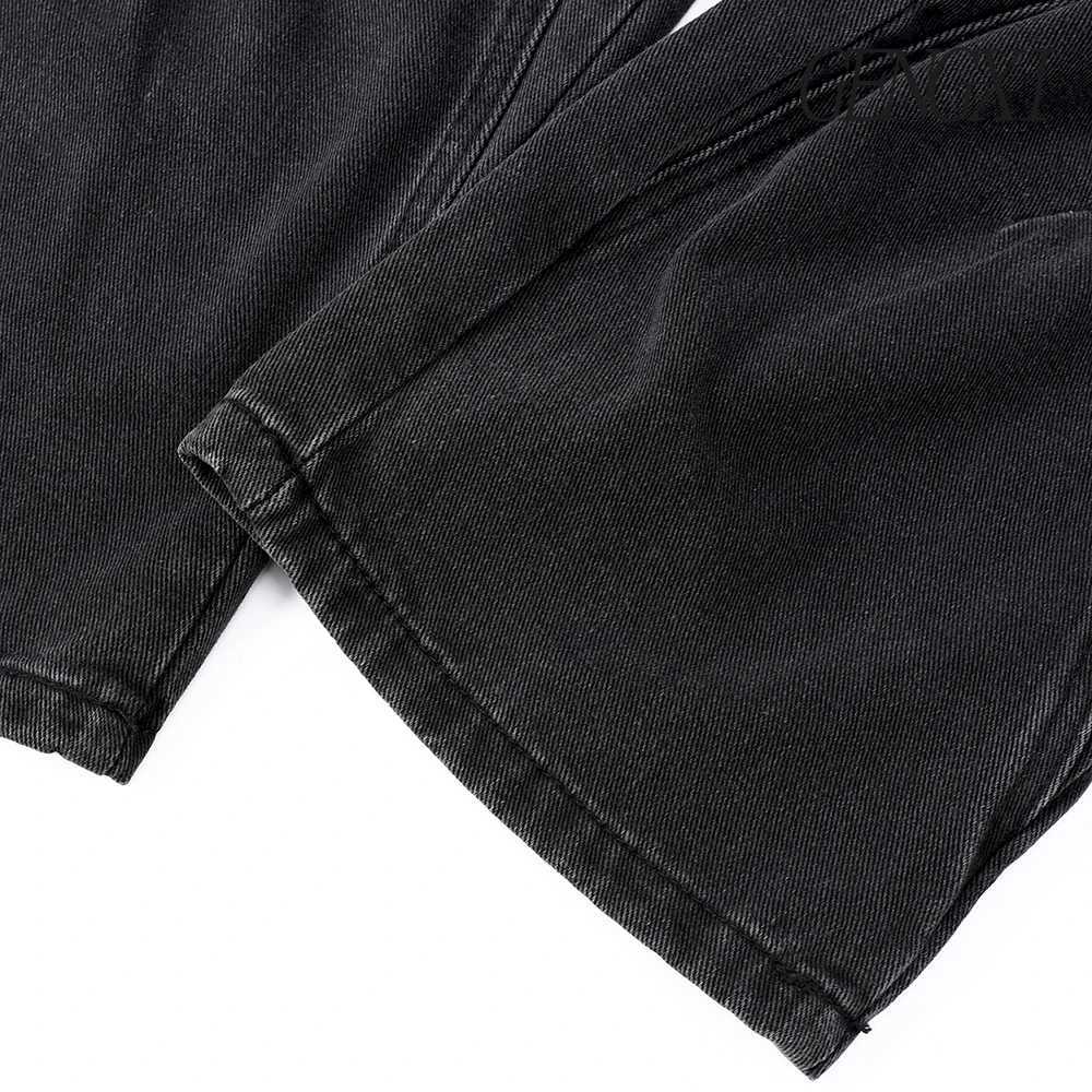 Deconstructed design washed and distressed curved knife jeans new autumnwinter mens straightleg work pants casual pantsZ250917