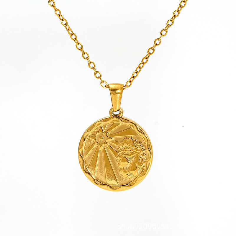 European and American fashion cold style necklace, personalized trend, stainless steel round pendant, women's zodiac sign accessories W250710