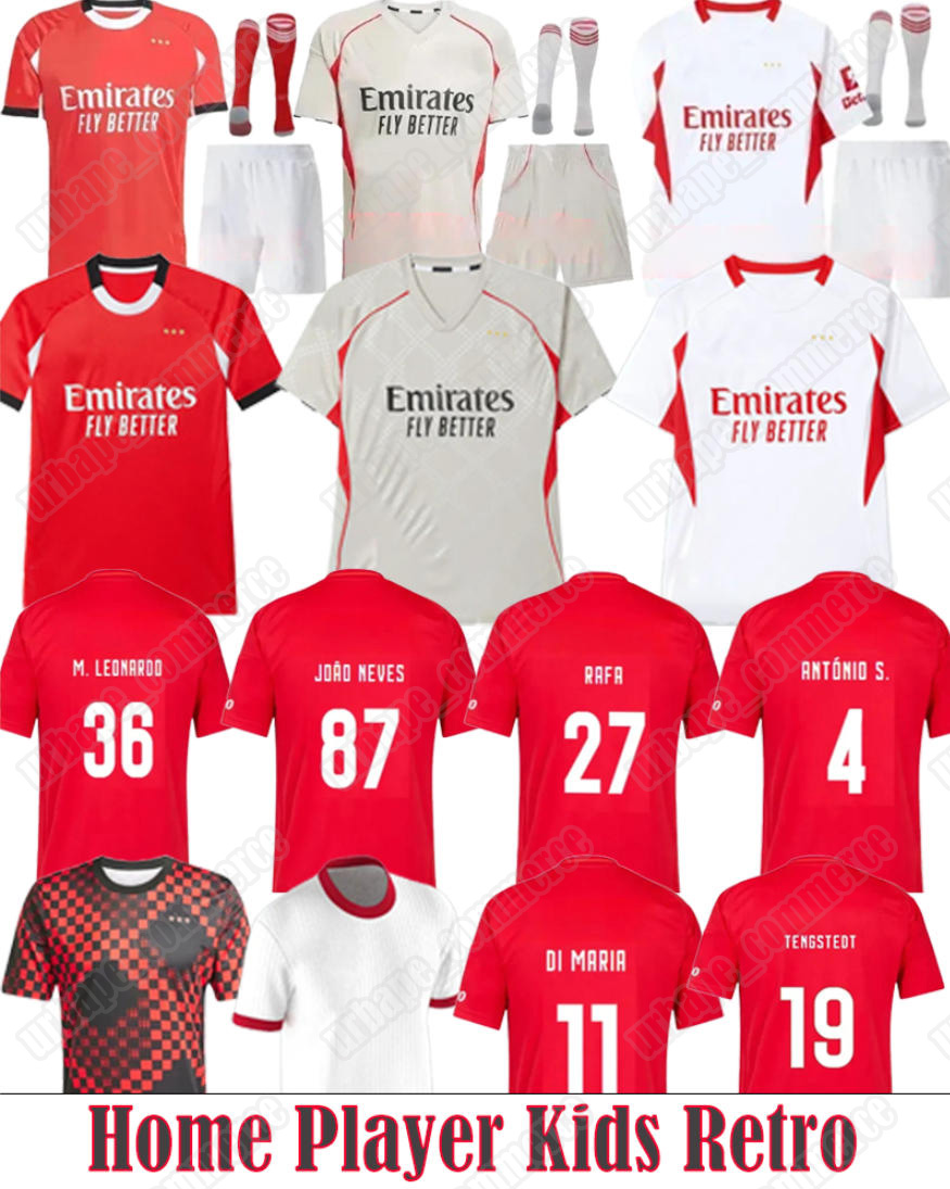 25 26 benficas soccer jerseys shirts PAVLIDIS AKTURKOGLU DI MARIA KOKCU AMDOUNI A.CABRAL RICHARD RIOS TRUBIN NEVES 2025 2026 football Home Kids Mens Kit uniforms