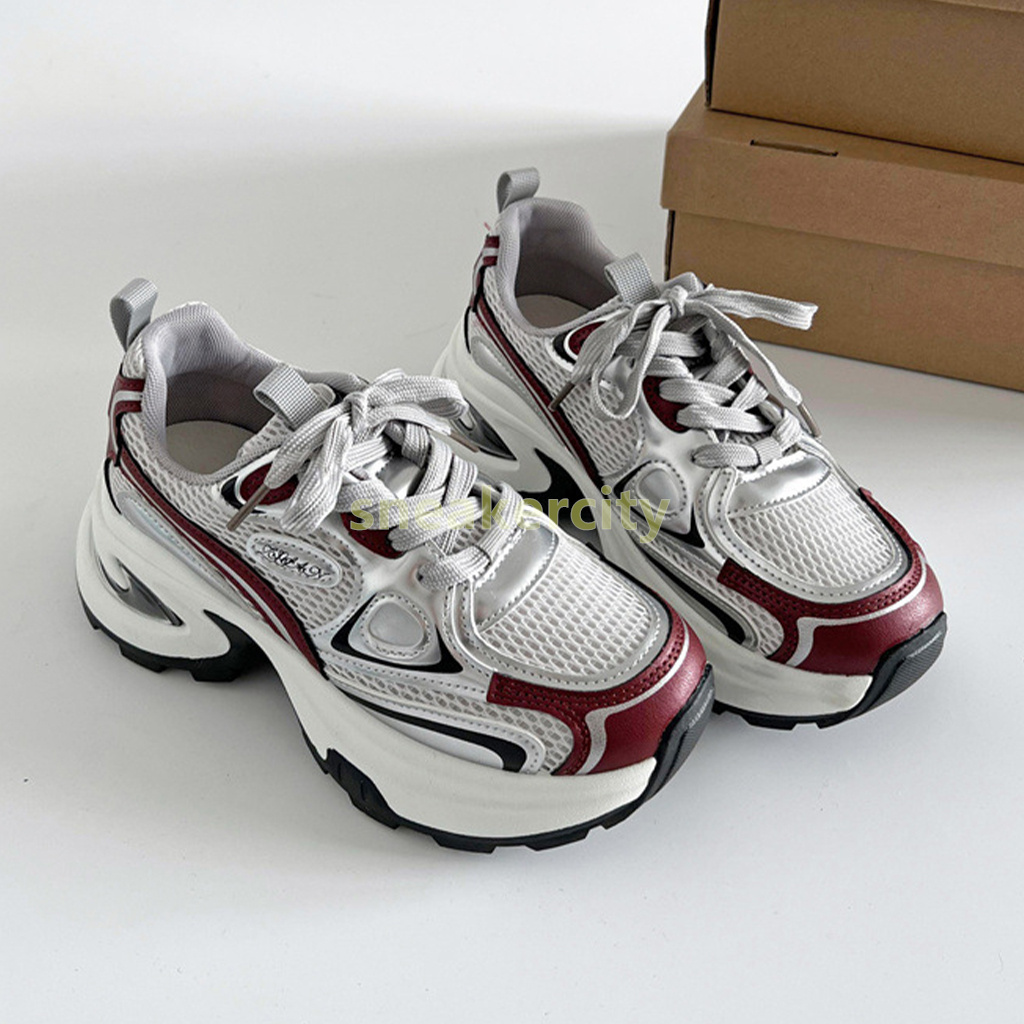 womens trainers designer street style running shoes fashion black silver red comfort breathable mesh height boost chunky sneakers size 35-40