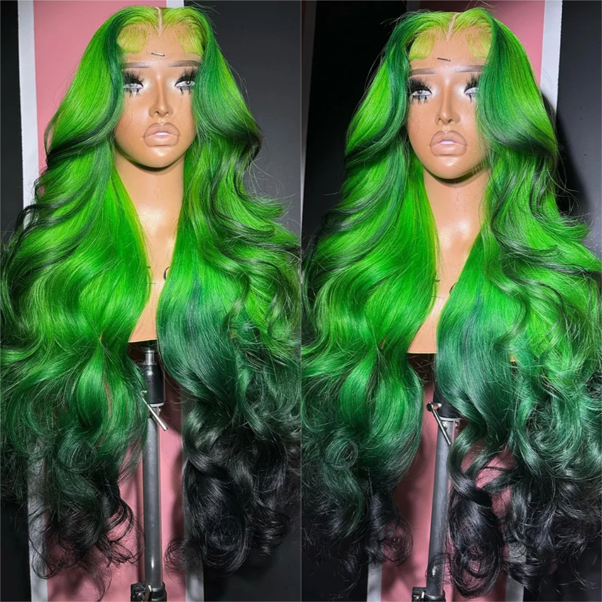 200% Green Black 13x6 HD Lace Human Hair Wig 32in Body Wave Human Hair Wigs Omber Colored 13x4 360 Full Lace Wig for Women Pre Plucked