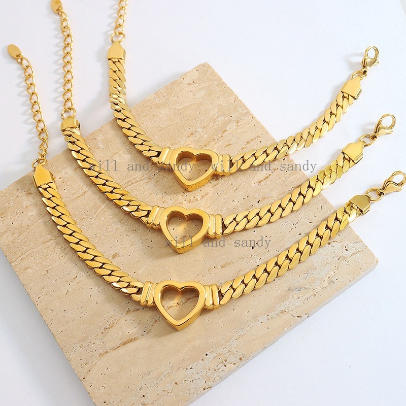 18k Gold Paper Clip Chain Bracelet for women Designer Jewelry Waterproof Stainless Steel Chain cubic zirconia snake evil eye Bracelets Bangle Cuff Lux