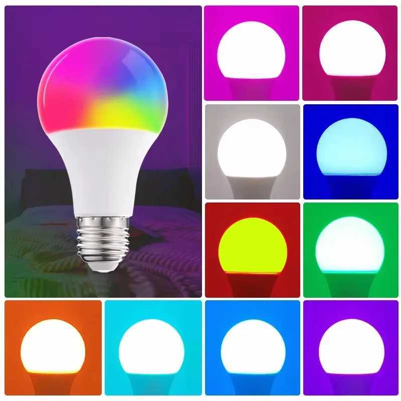 E27 RGB LED Bulbs With Light Switch 220V RGB 5W30W Remote Control Colorful Spotlights For Home Living Room Decorative Lamp C250917