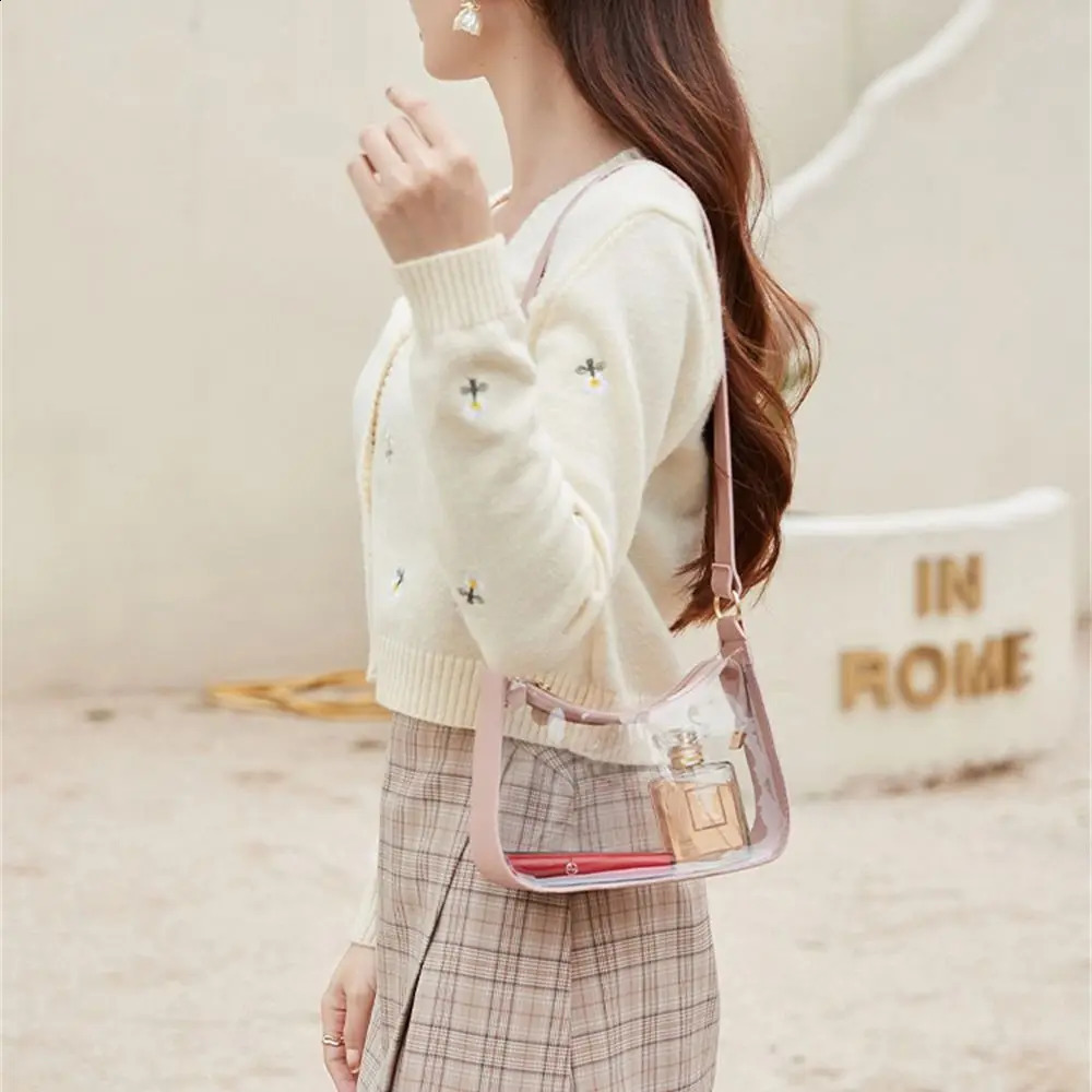 Candy Color Transparent Shoulder Bag Daily Zipper PVC Clear Jelly Bag Small Purses Women Girls 250916
