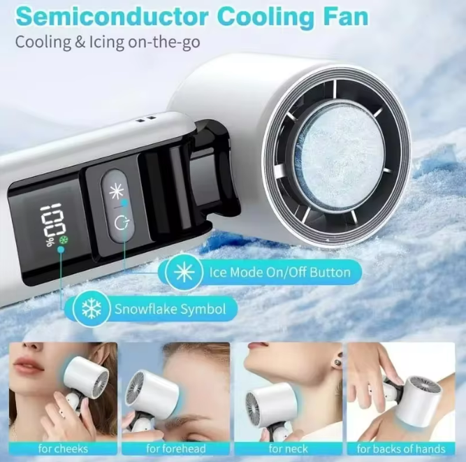 K801 Ice-Cool High-Speed Handheld Fan Minifan Portable Foldable Digital Display USB 100 Speeds for Outdoor/Desktop