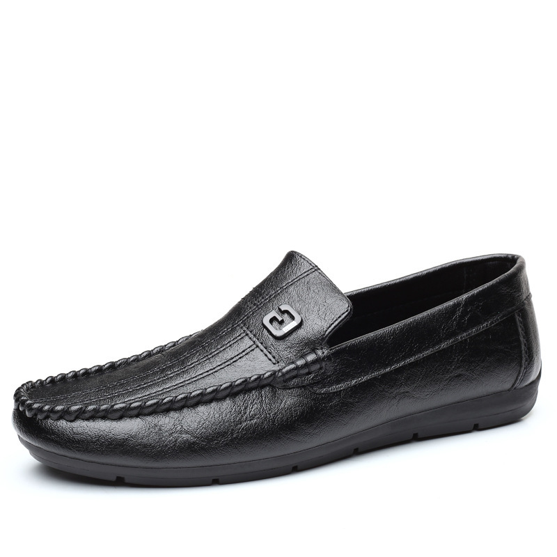 TOP Designer Men's Leather Loafers Genuine Leather Summer Breathable Soft Leather Soft Sole Slip-On Casual Shoes for Middle-Aged Men 8f