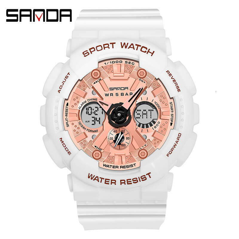 DHgargets Sanda 6033 for Men and Women Harajuku Style Trendy Dual Display Multifunctional Sports Waterproof Junior High School Student Korean Version 