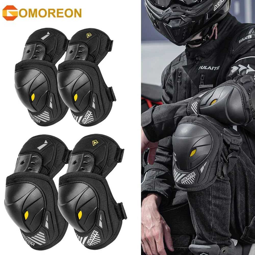 GOMOREON 1Pair Motorcycle Electric Bike Knee Elbow Guards Pads Protector Dirt Bike Body for Motocross Racing Mountain Biking J250917