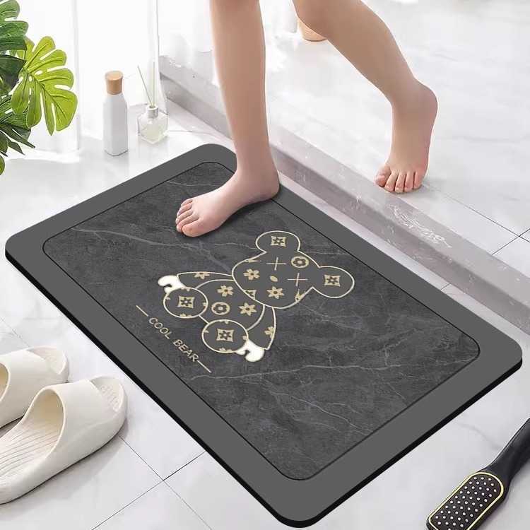 Trendy Violent Bear Diatomaceous Earth Mat HighEnd Bathroom WaterAbsorbent DirtResistant Easy to Clean NonSlip Mat Cartoon Pattern C250917