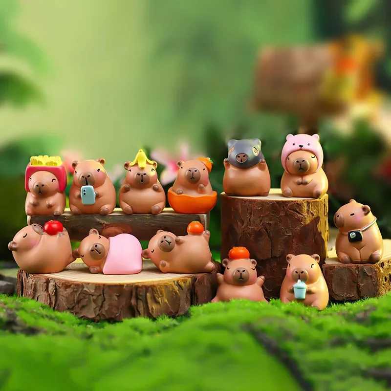 12pcs New Capybara Blind Box Simulation Mini Capibara Action Figures Doll Children Birthday Christmas Gift C250917