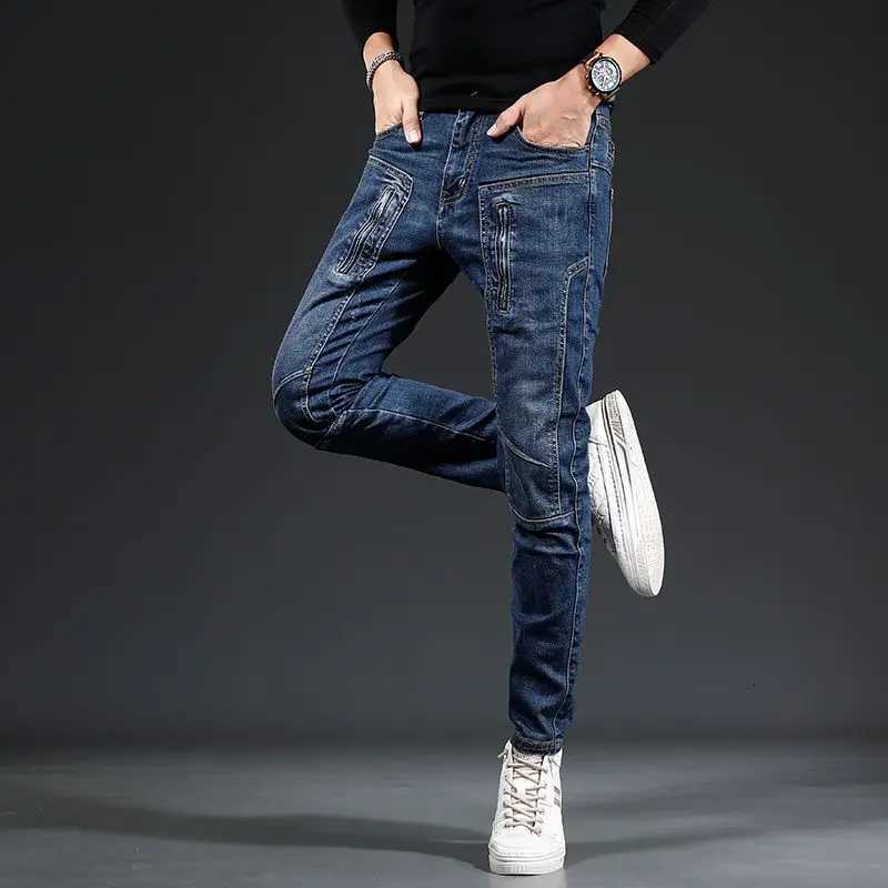 Tapered Jeans for Men Buggy Original Denim 90s Streetwear Xs Casual Korean Style Y2k Motorcycle Trousers Man Cowboy PantsZ250917