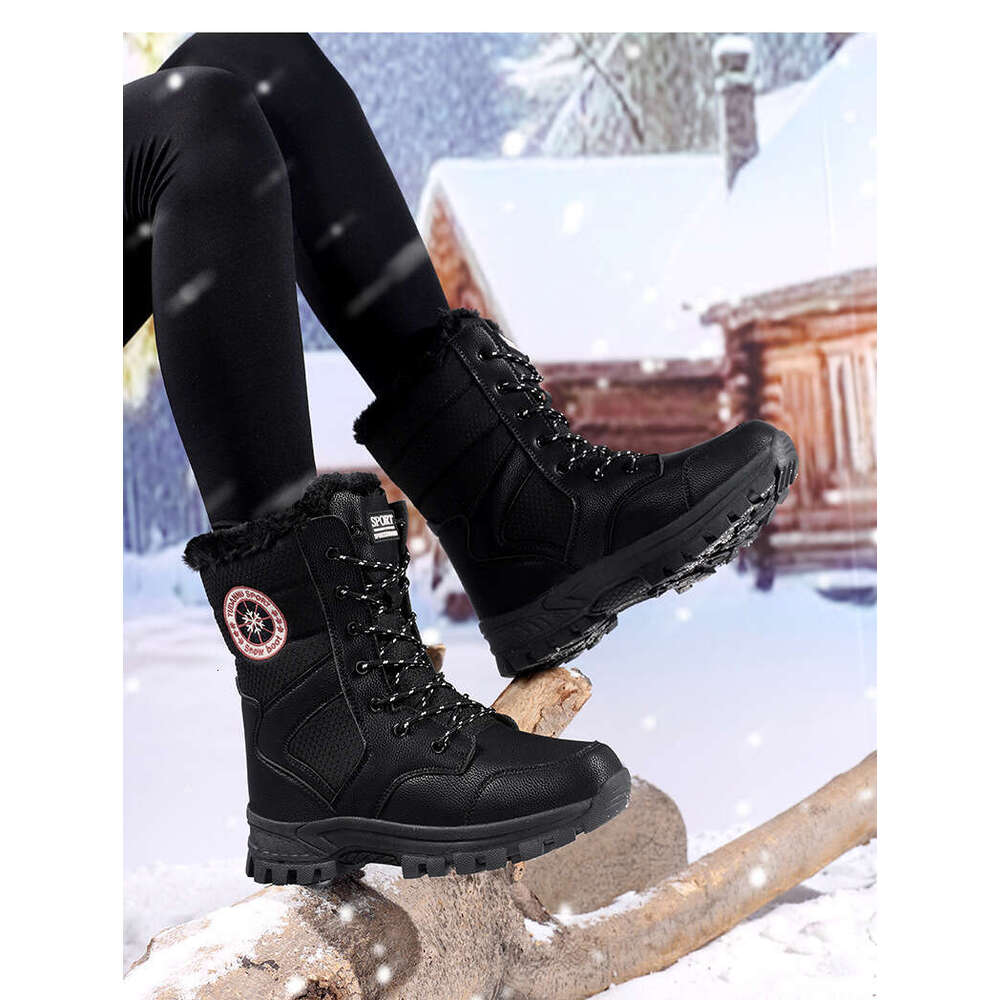 New Designer Boots Middle Boots Women's Shoes Winter Rain Boots High Top Lace-Up Thick-Soled Waterproof Fashion Outdoor Hiking Snow Boots
