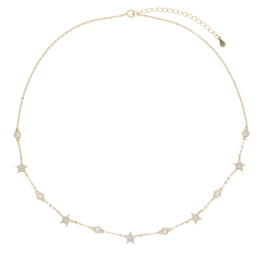 New 100% 925 Sterling Silver Necklace Geometric Star Choker Chain For Women Girl Fine Cute Jewelry Accessories