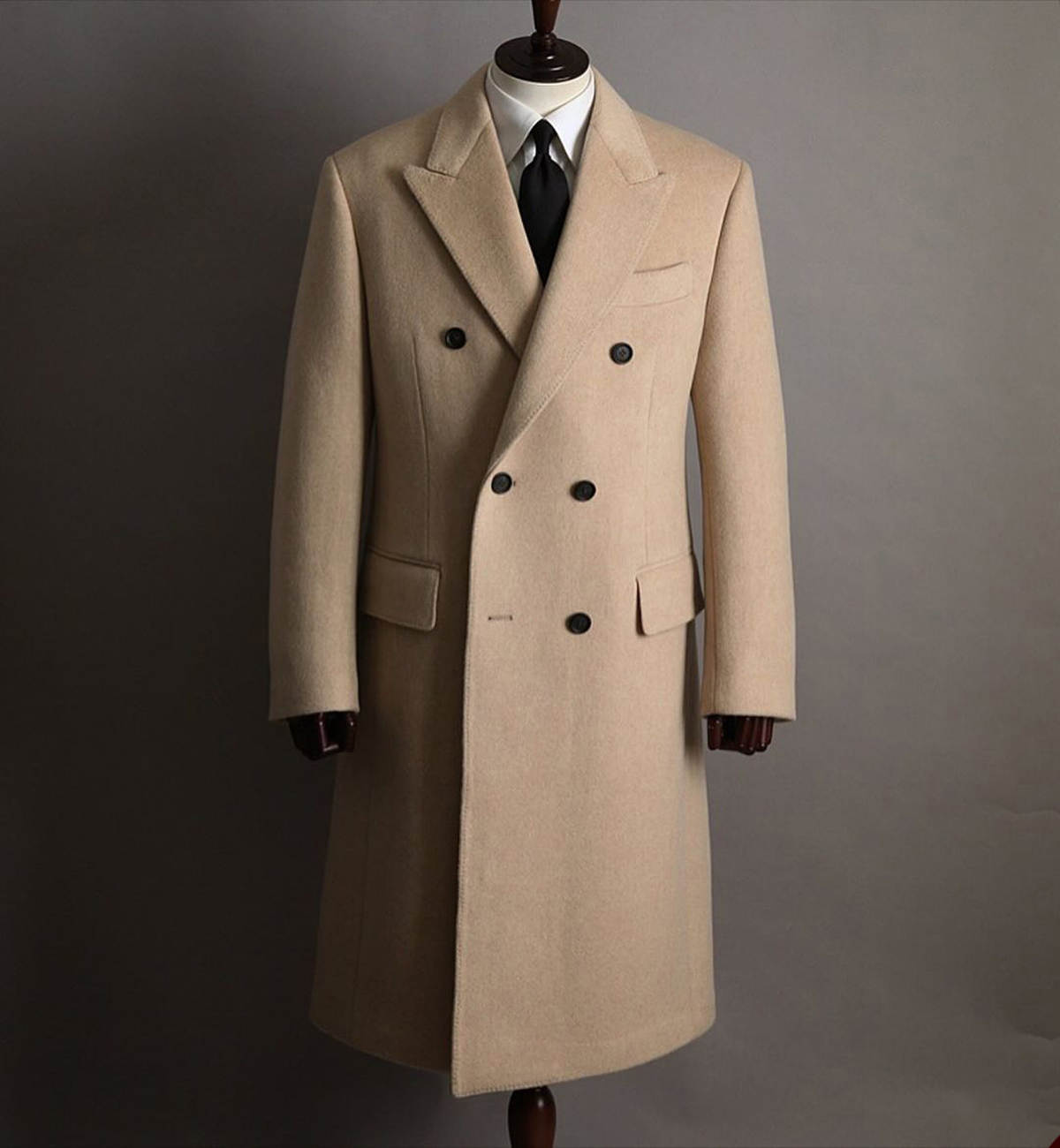 Classic Customized Men Long Coat One Piece Double Breasted Wool Blend Winter Overcoat Wedding Party Tuxedos - view 5