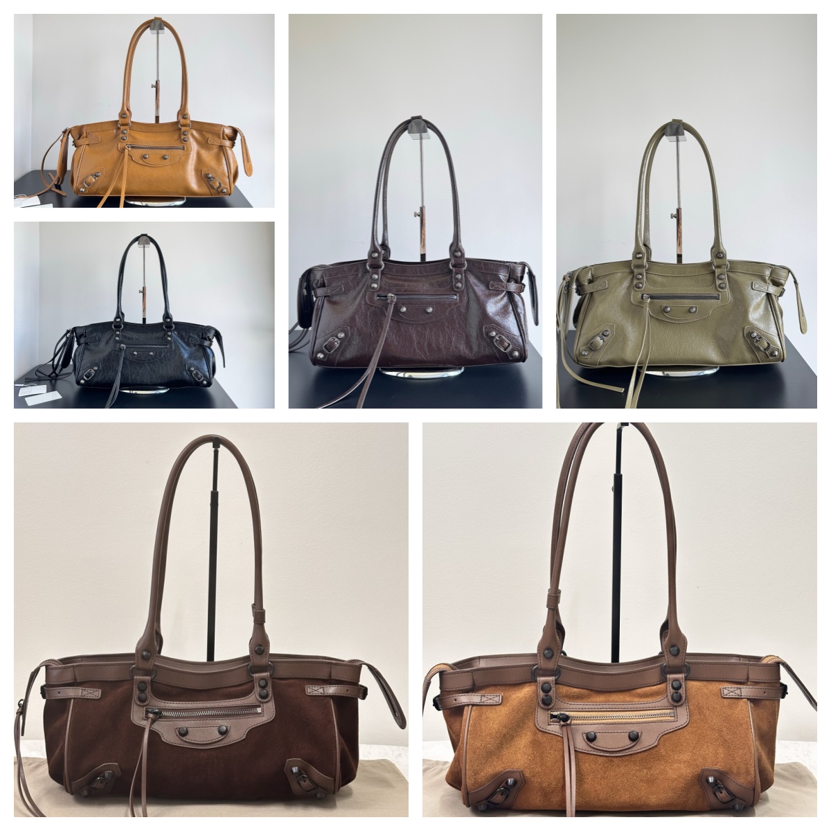 le cagole classic Paris designer bag luxnuy women fashion tote bag genuine leather suede city grand handbag 38cm large capacity heavy metal motorcycle bag top-tier