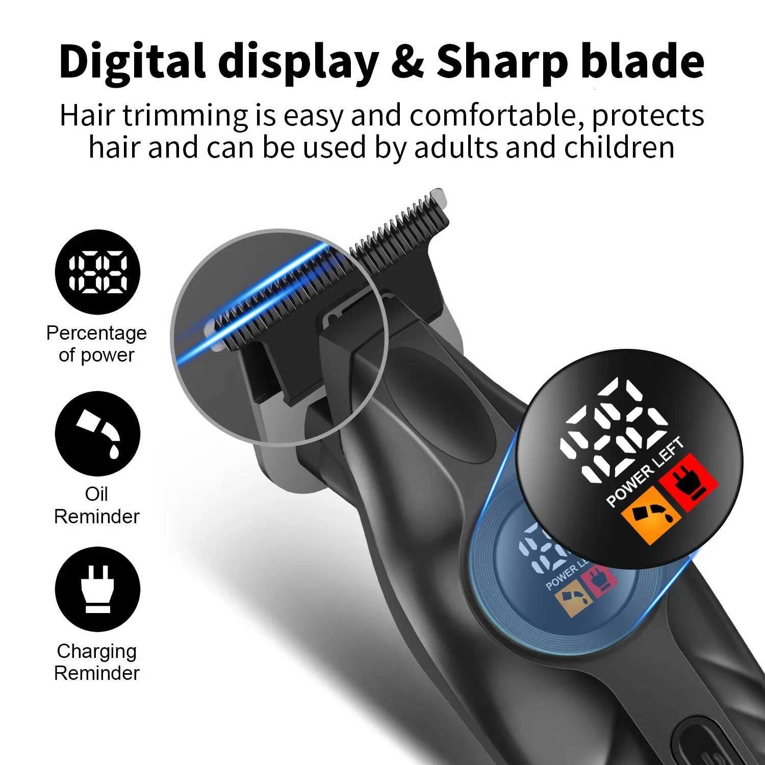 Kemei Electric Hair Trimmer Zero Gapped Edgers Hair Clipper Cordless Rechargeable Finish Hair Cutting Machine Men Beard Trimmer F250916