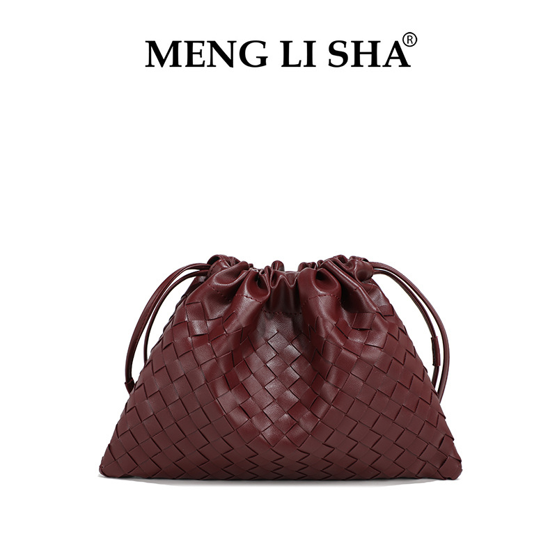 MENGLISHA Lightweight Pleated Woven Drawstring Handbag High-Quality Casual Commuting Bag for Women - Versatile Designer Tote XJ260206