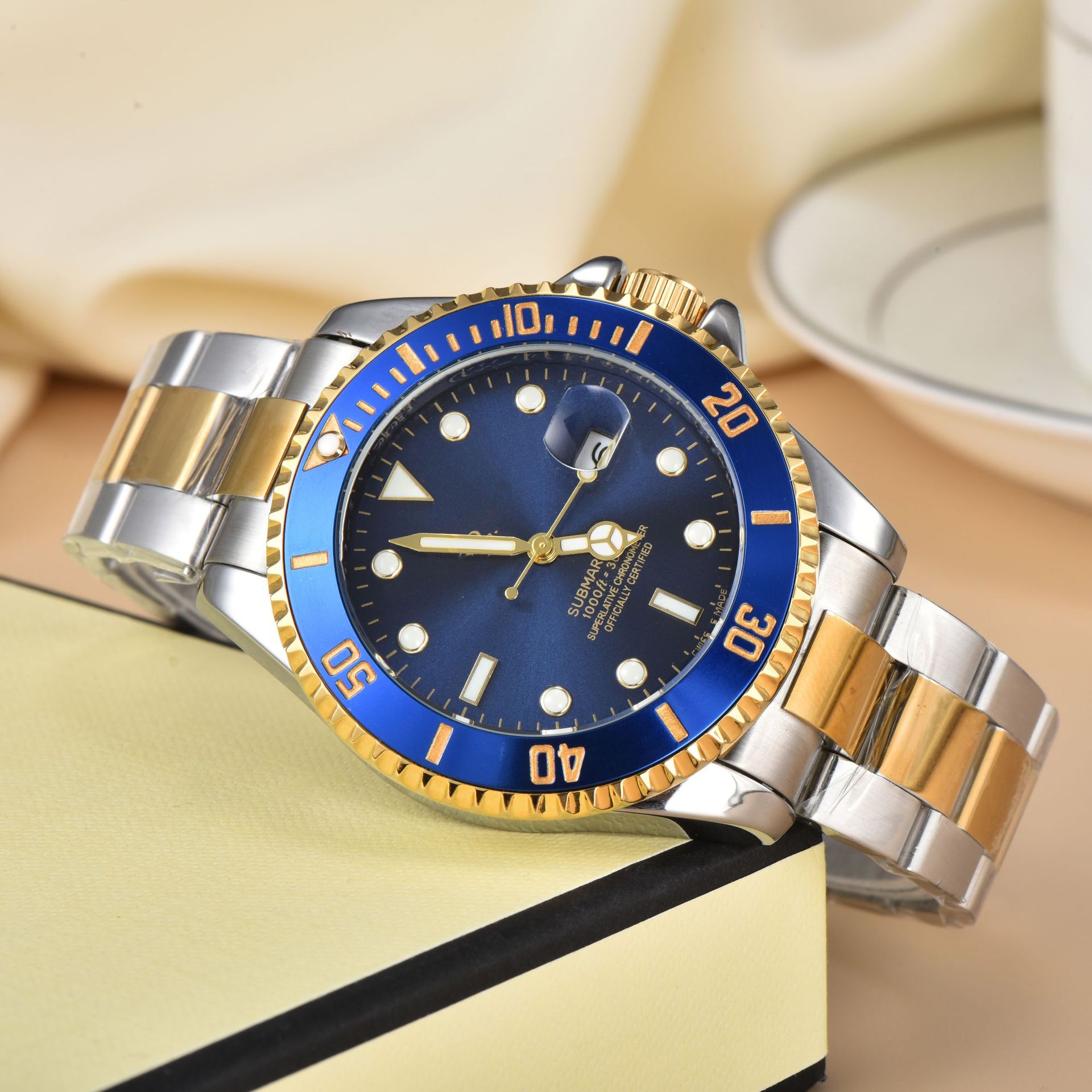 High Quality Men's Luxury Watch Multifunctional Quartz Watch Waterproof Business Style Diver Series Stainless Steel Watches Leisure Fashion Wristwatch Gift Clock