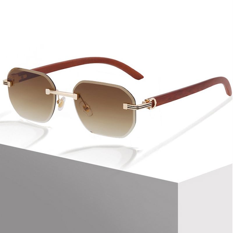 Square Rimless Sunglasses Vintage Men 2025 Luxury Brand Trendy Frameless Punk UV400 Eyewear Anti Blue Light Prescription Glasses CB