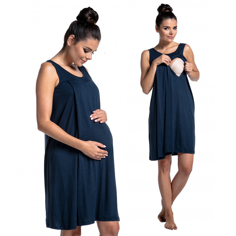 Maternity Wear Hospital Maternity Pajamas Solid Color Breastfeeding Dress Comfortable 250904