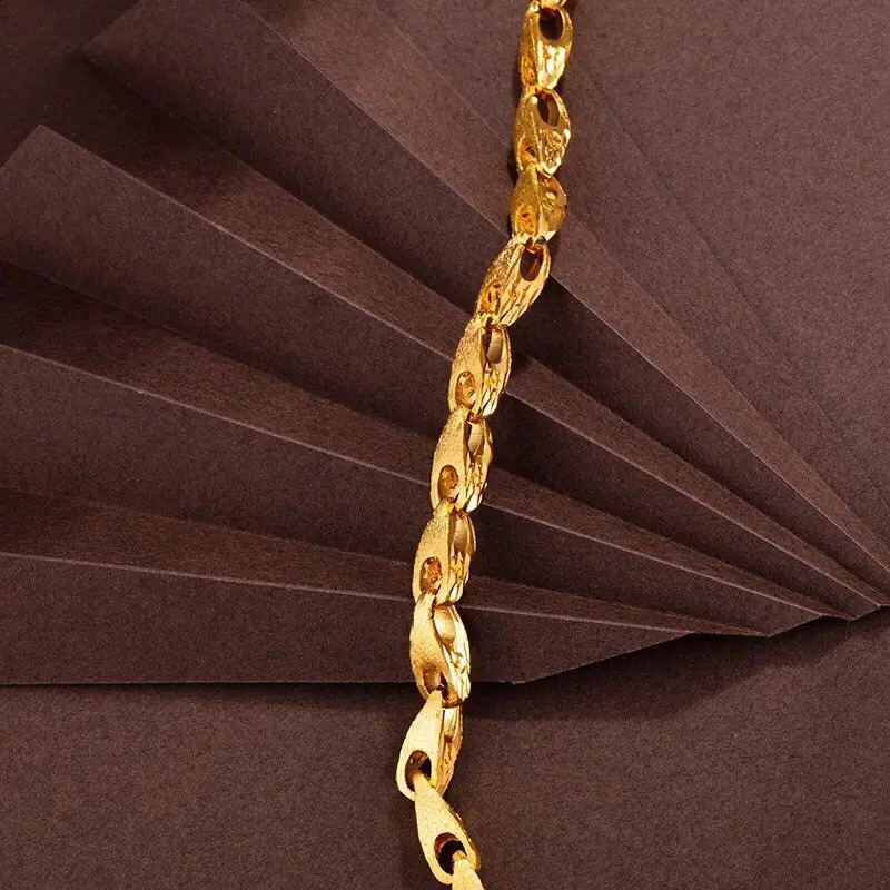 XP Jewelry 60 cm x 8 mm HIP HOP 24 k Pure Gold Color Melon seed chain Necklaces For Men Street Dance Good Quality 250916