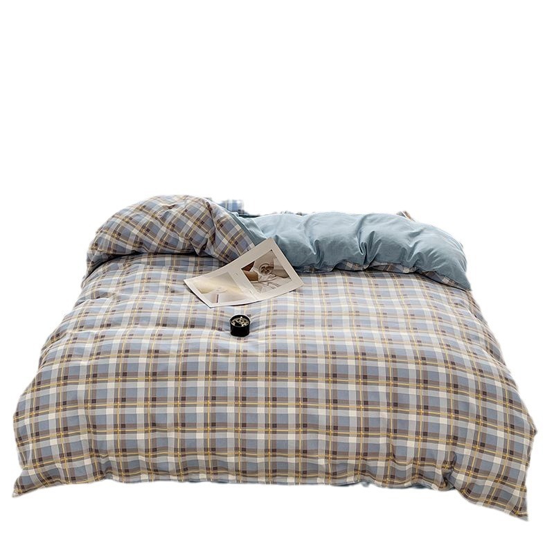 Fresh Skin-Friendly Brushed Cotton Four-Piece Student Dormitory Quilt Cover Three-Piece Set Single and Double Bed Bedding