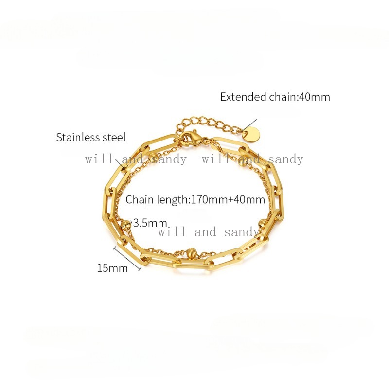 18k Gold Paper Clip Chain Bracelet for women Designer Jewelry Waterproof Stainless Steel Chain cubic zirconia snake evil eye Bracelets Bangle Cuff Lux