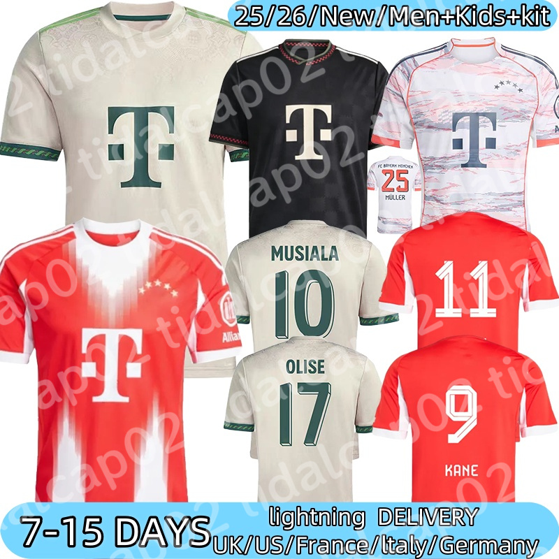 New bayerns FC 25 26 Luis Diaz #14 KIMMICH # 6 Soccer J.Palhinha # 16 Muller # 25 Davies # 19 Jerseys Gnabry # 7 de Ligt # 4 Coman # 11 Sane Musiala # 10 KANE # 92025 football Shirt Men Kids kit
