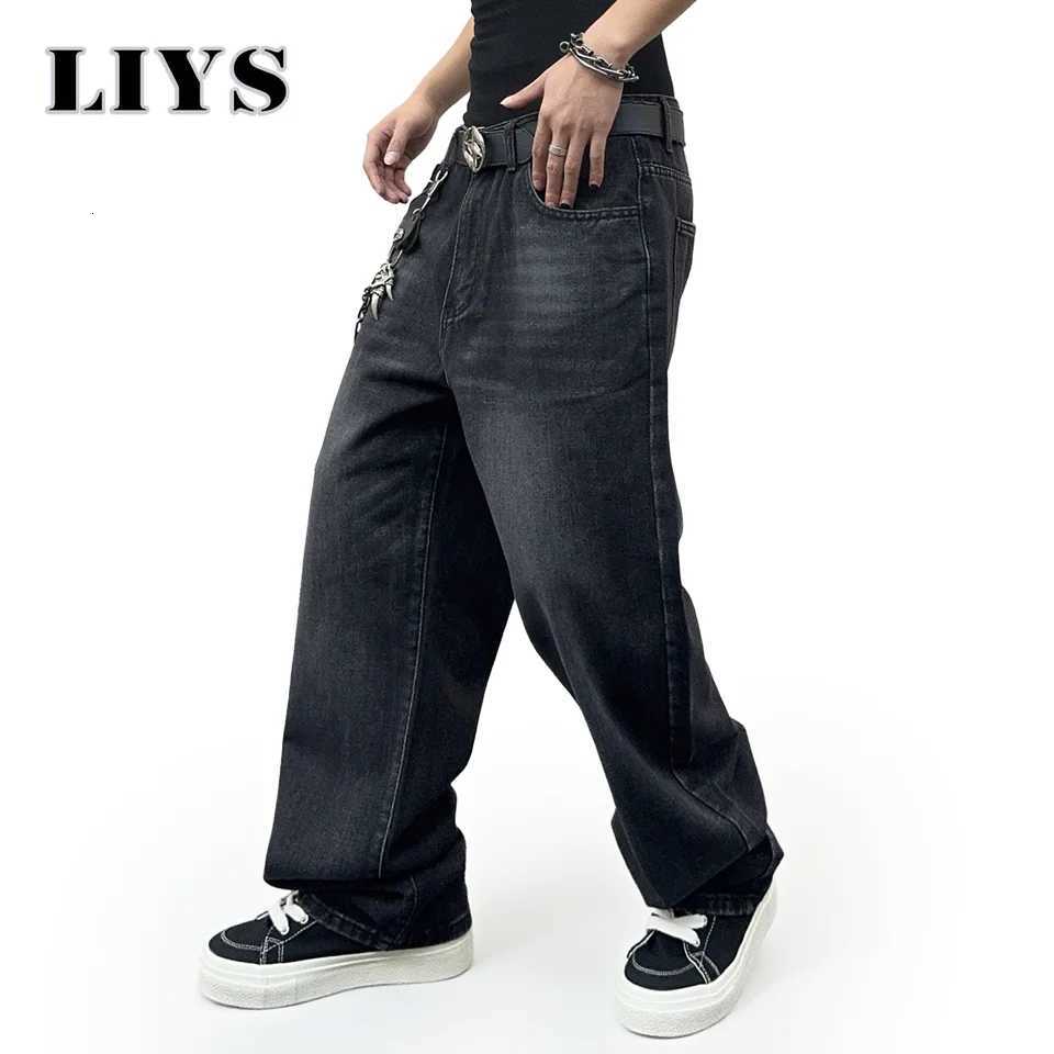 1Pcs Mens Daily Travel Casual American Street Loose Jeans Black Fashion Street Style Retro Wide Leg Pants Jeans Denim PantsZ250917