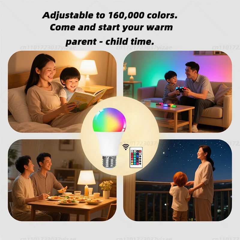 E27 RGB LED Light Bulb 220V with IR Remote Control Color Changing Multicolor White Lamp Spotlight for Bedroom Party Home Decor C250917