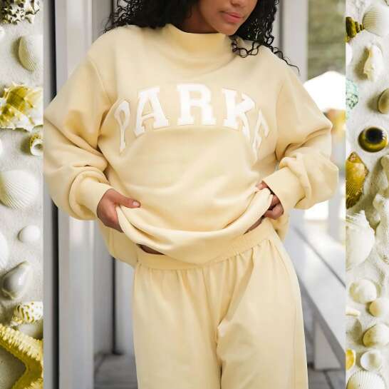 parke sweatshirt womens Embroidery yoga hoodies Fashion Crewneck Long Sleeve Casual Pullover Top Loose Fit Varsity Style parka parke mockneck sweatshirt 7C