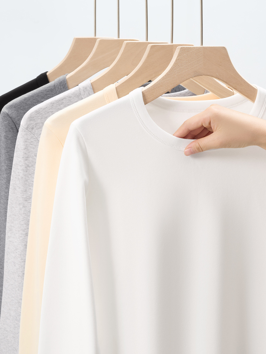 Women's Autumn & Winter New Warm Long-Sleeve U-Neck T-Shirt - Fleece-Lined, Thickened, Slim-Fit Casual Inner Wear-1107T