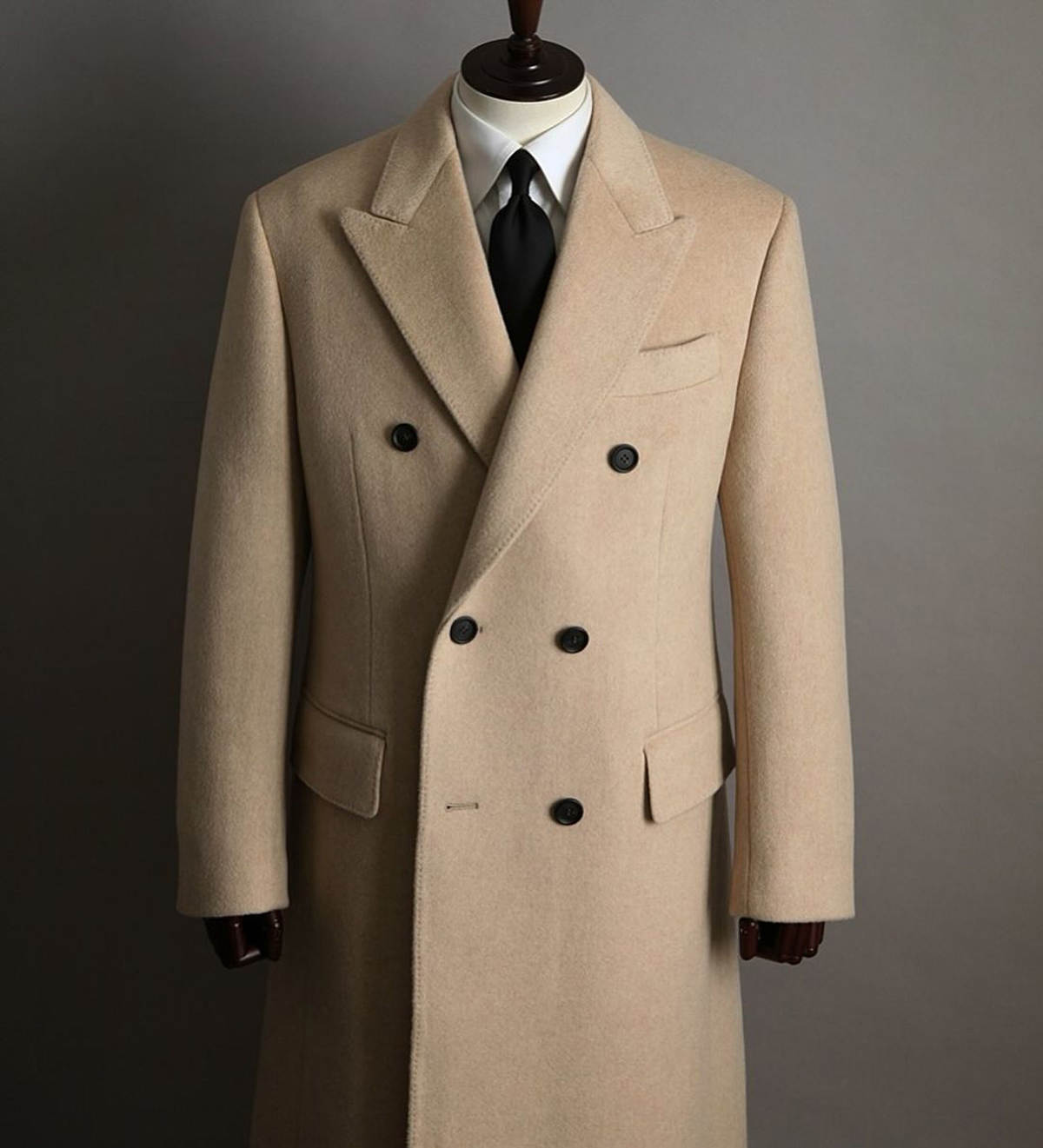 Classic Customized Men Long Coat One Piece Double Breasted Wool Blend Winter Overcoat Wedding Party Tuxedos - view 4
