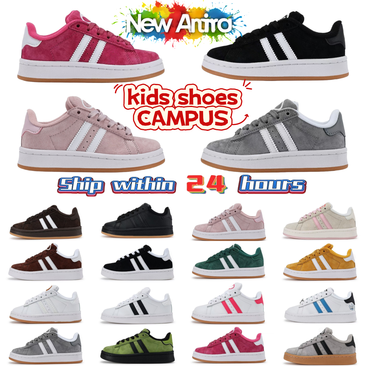 Campus Kids Shoes low boys Sports Girls 00s baby sneakers designer trainers Running shoe black white kid youth toddler infants triple Red argon grey Green size 28-37