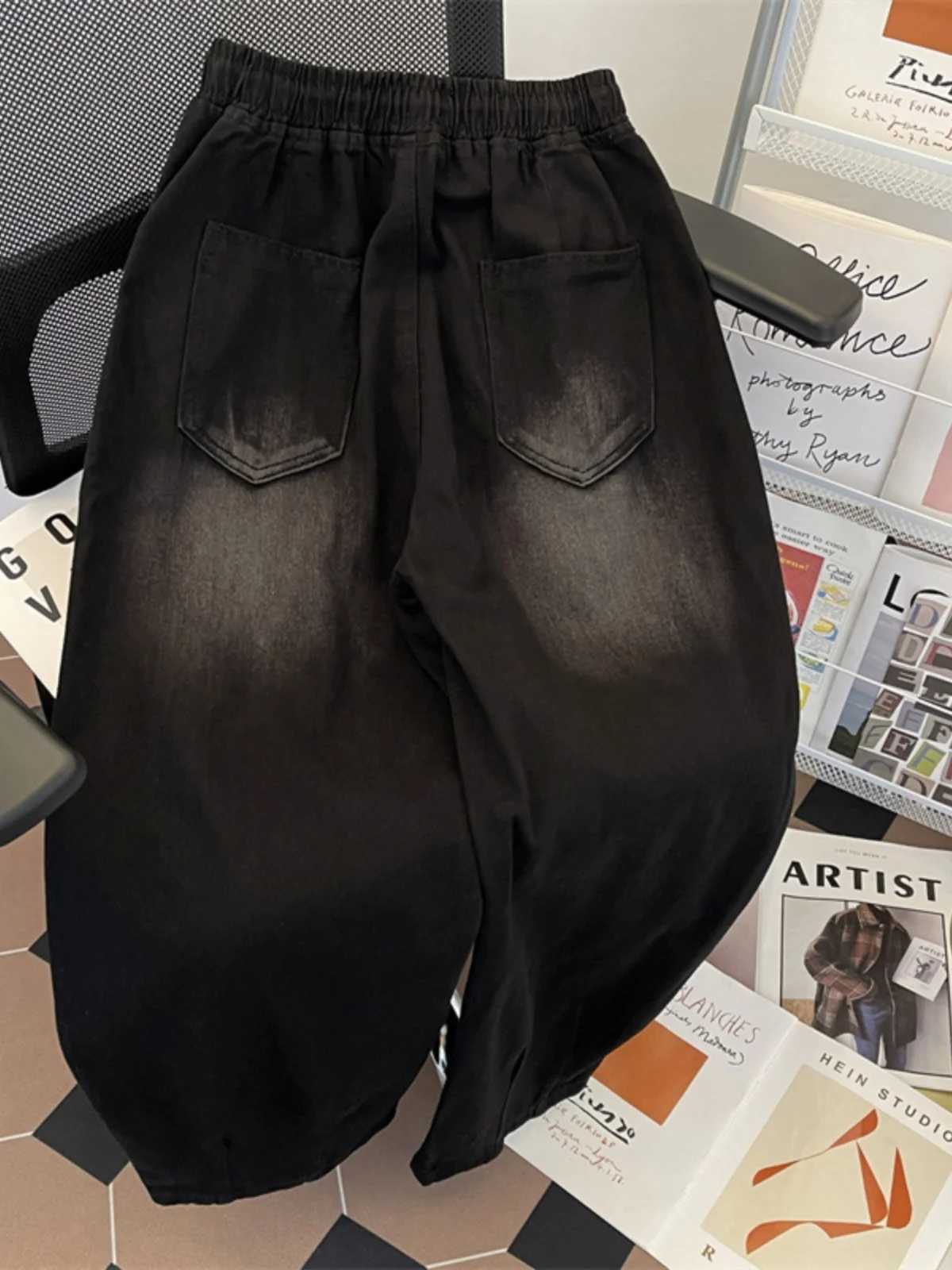 American Sle Vintage Loose Leg Mens Jeans Elastic Waist Casual Straight Tube Long Pants Spring Autumn Trendy Versatile WidZ250917