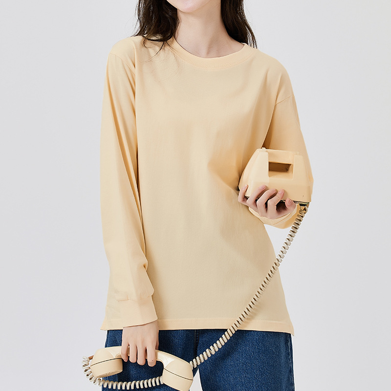 Men's 230g Heavyweight Cotton Long-Sleeve T-Shirt - Autumn Solid Color, Loose, Versatile Outer/Inner Wear-05C
