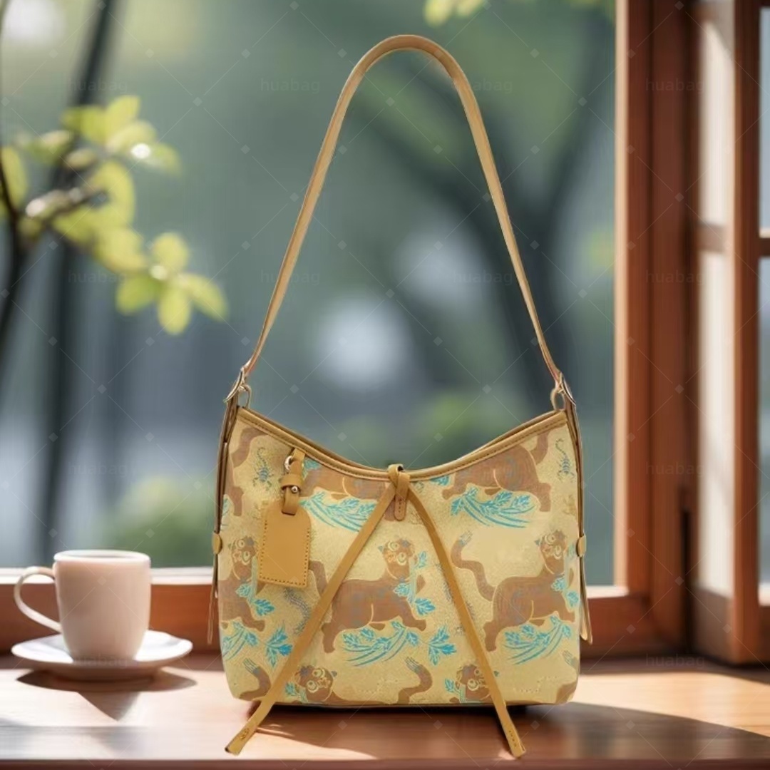 Luxury Designer Bag Top Shoulder Bag Tiger Town Five Poisons Tote Bag Intangible Cultural Heritage Song Brocade New Chinese-Style Women's Bag Fas
