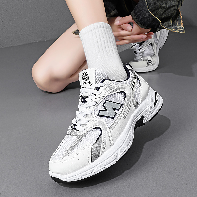 2025 Spring and Autumn Cool Running Dad's Men's Shoes Thick-soled Non-slip Couple Sports Shoes Versatile and Stylish N-letter Trendy Shoes C