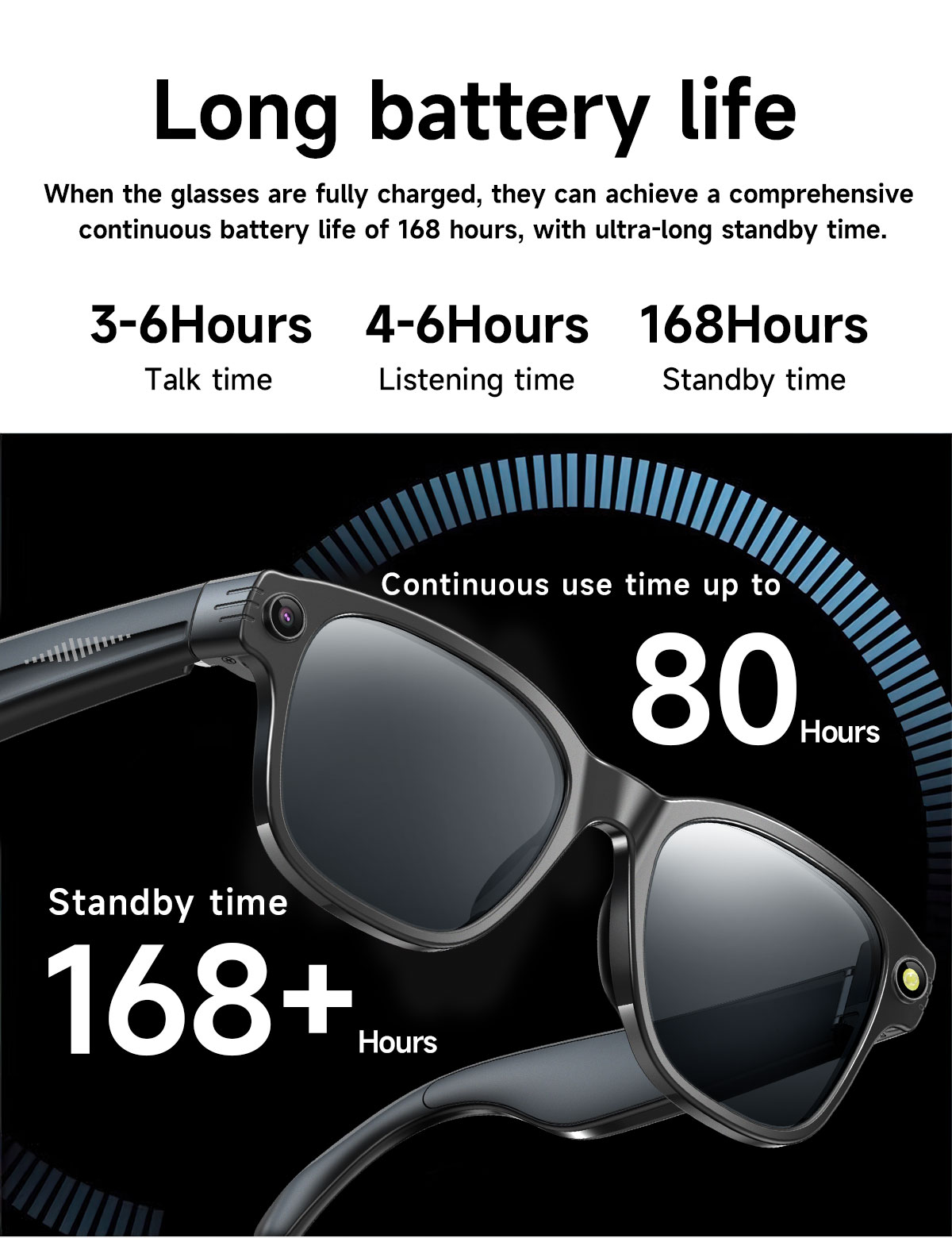 Smart Camera Glasses for Photos Audio Videos | 8MP HD Recording, 7H Battery, Lightweight AI Glasses for Men and Women 4G Memory Card-Anti-Blue Lights 