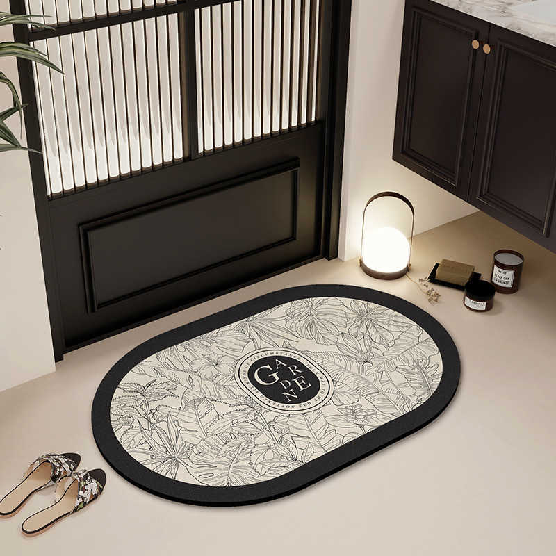 Bathroom Diatomaceous Earth Mat American Floral Style Water Absorbent QuickDry NonSlip Foot Mat Entrance Door Mat C250917