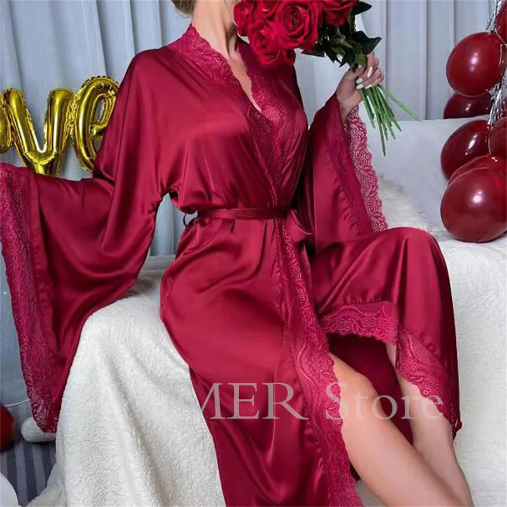 Ultra Long Birde Wedding Robe Dress White Kimono Lady Loose Sleepwear Sexy Big Lace Sleeve Bathrobe Nightwear Rayon Peignoirs 250916