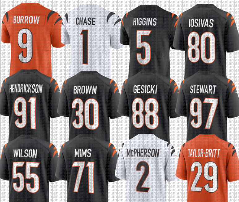 nfl Bengal Jersey 9 Joe Burrow Ja'Marr Chase Tee Higgin Chase Brown Josh Newton Mike Gesicki Andrei Iosivas Shemar Stewart Myles Murphy Cam Taylor-Britt Evan McPherson