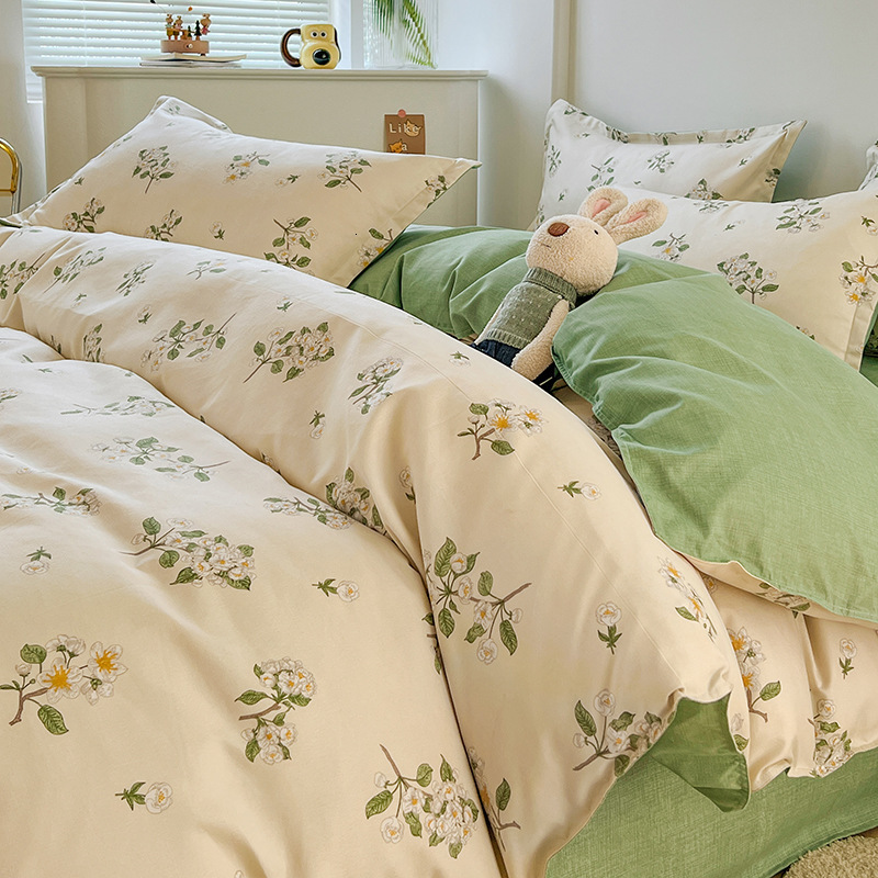 Minimalist Thickened Twill Four-Piece Fully Brushed Cotton Student Dormitory Three-Piece Set Bed Sheet Quilt Cover Bedding
