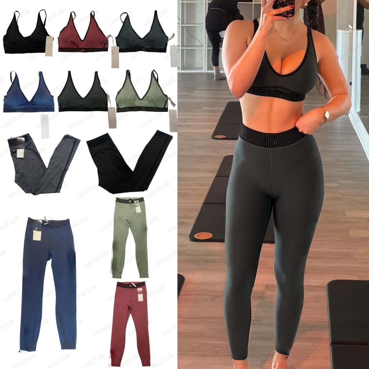 5A New Yoga Sets Sports Heart Throb Bra+Leggings High End White Striped Pants Back Yoga Outfits Set Summer High Women's Running Fitness Gym women clothes Sets