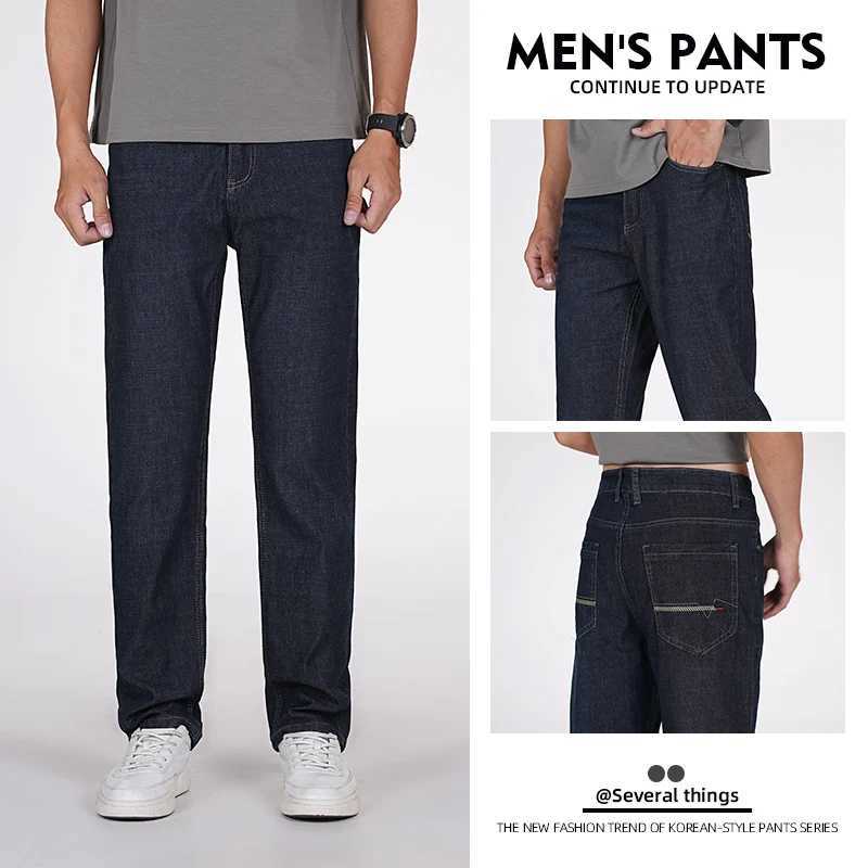 Mens Light Business Slim Fit Elastic Fabric Black Jeans 2025Autumn Winter High End Stretch Fabric Casual Long Pants Plus Size 40Z250917