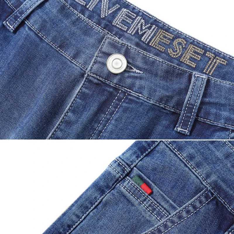 Men Spring Summer Basic Style Print Jeans Male Elasticity Loose Straight Denim Pants Versatile Slim Fit Breathable TrousersZ250917