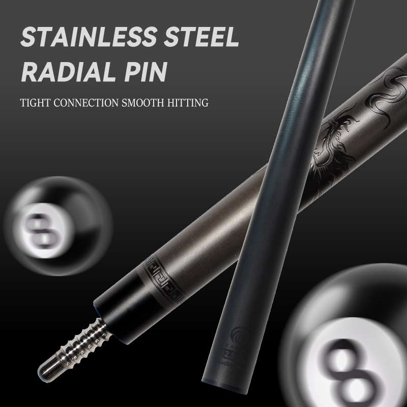 OKHEALING 1/2 Split Carbon Fibre Pool Cue Billiard Cue Stick Tip Diameter 12.5mm Radial Pin Joint Total Length 1474mm/58inch Weight 19Oz Billiard Stic